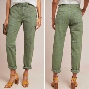 By Anthropologie Women’s Wanderer Jacquard Utility Straight Leg Pants Green 28